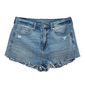 American Eagle Womens Size 4 Mom Jean Distressed Denim Shorts Frayed Hem Casual